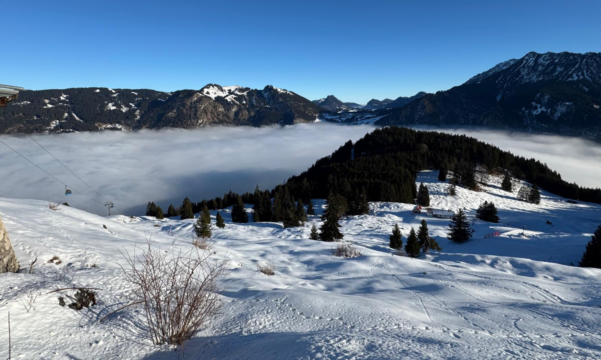 Panorama im Winter am Berggasthaus zum oberen Horn Bad Hindelang - ©Monika Kohmann